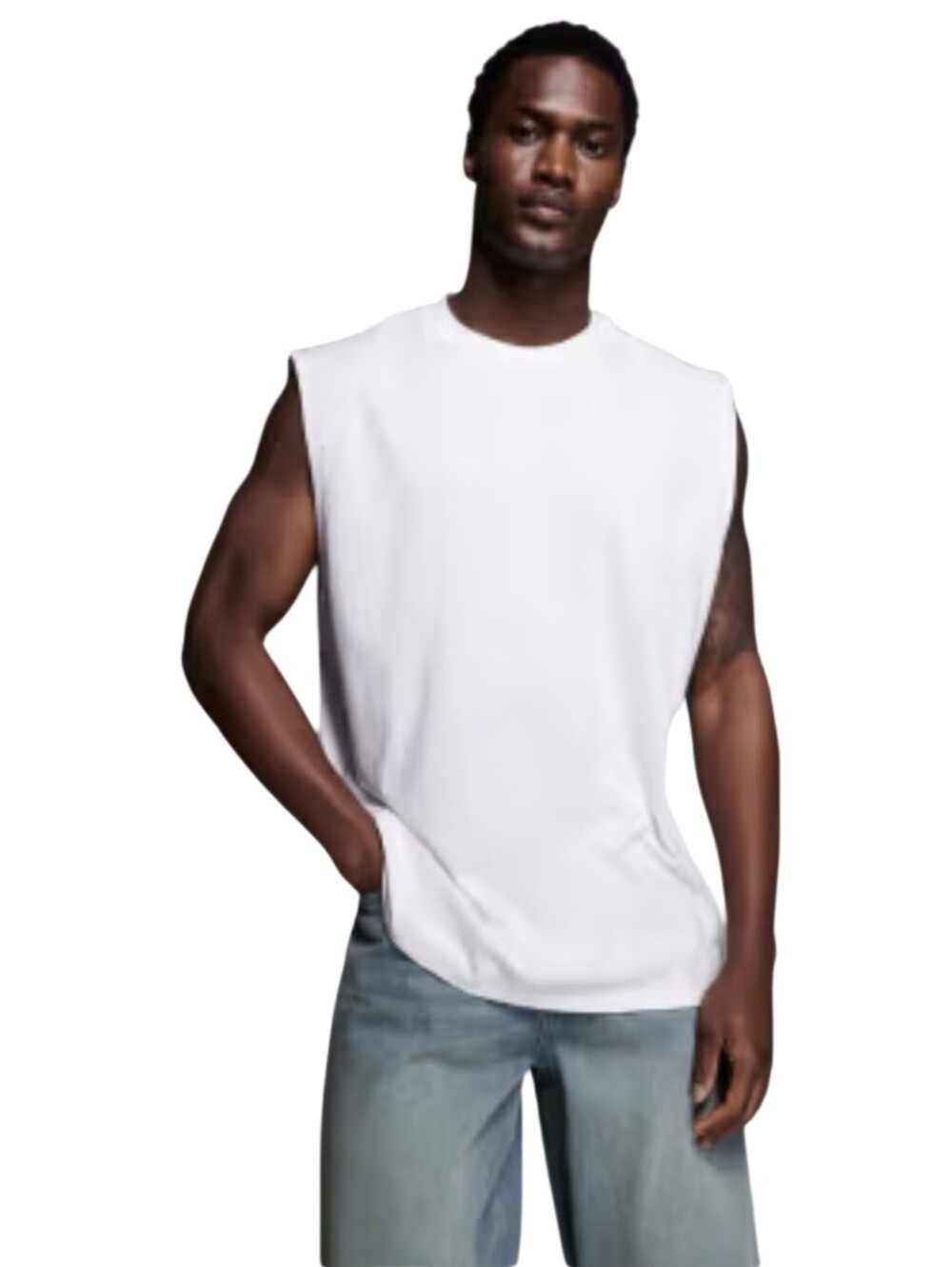 Men's Sleeveless Crewneck Muscle Tee - White